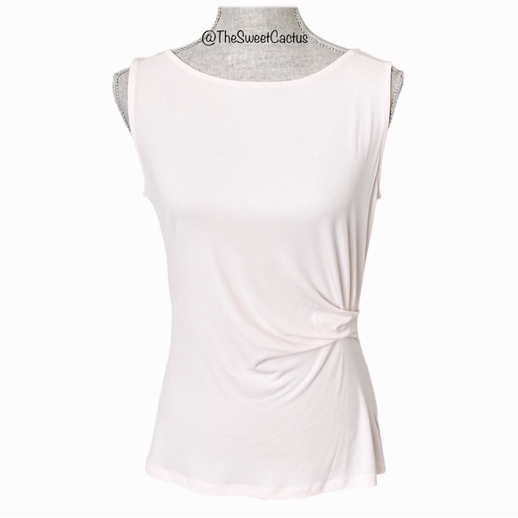 Jones New York Collection Shell Top Ruched Sleeveless Blouse Small Light Pink - Picture 1 of 8